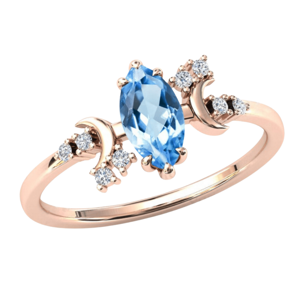 Pierścionek z naturalnym niebieskim topazem