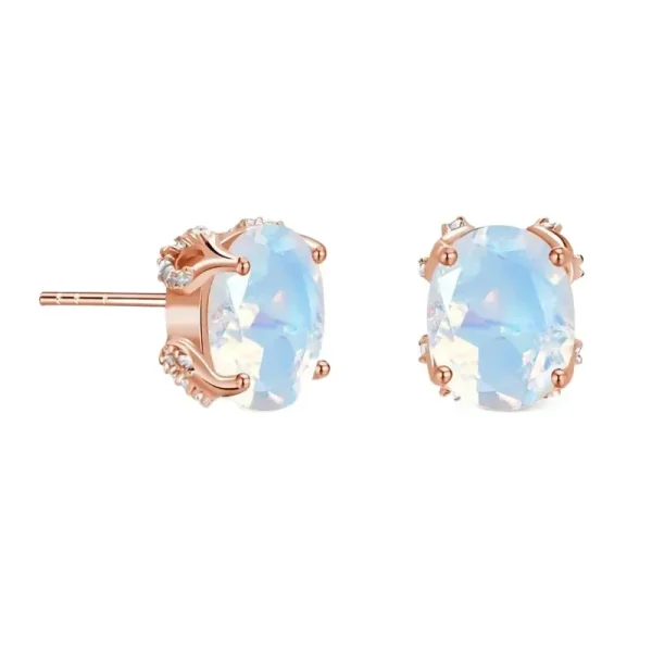 Kolczyki z kamieniem księżycowym i cyrkoniami